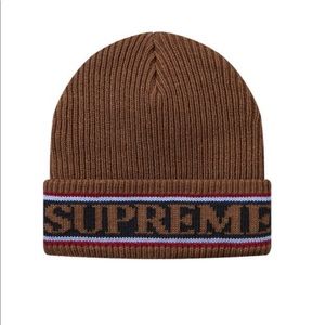 SUPREME CUFF LOGO BEANIE BROWN